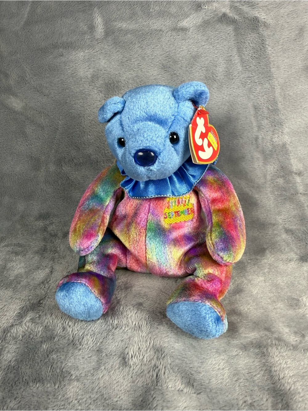 Ty Beanie Baby September Birthday Bear Vintage 2001 Sapphire Nose